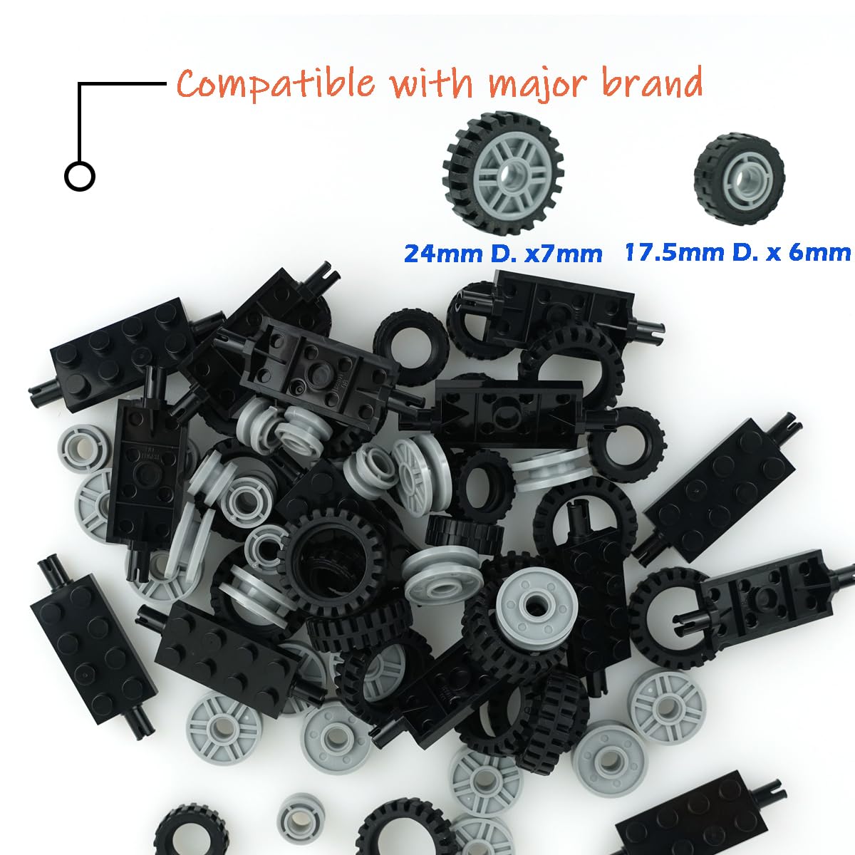 Pasacho axles and rims kit enables sturdy rolling models.