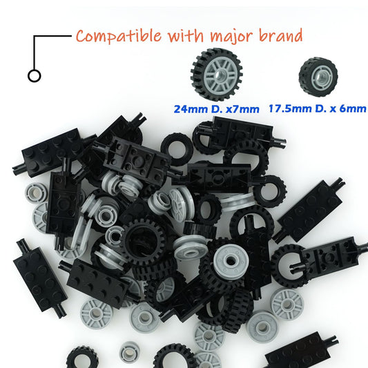 Pasacho axles and rims kit enables sturdy rolling models.