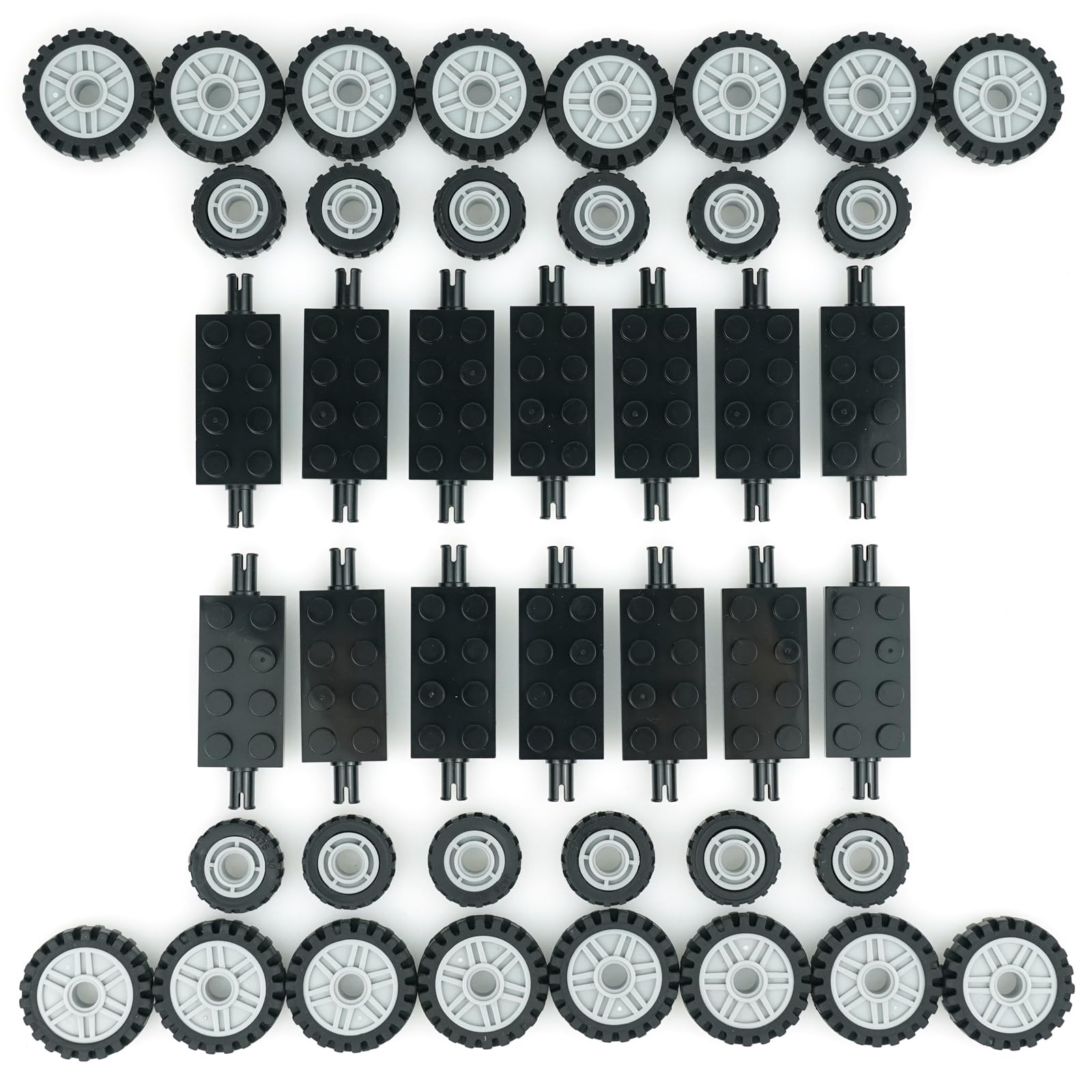 Pasacho wheels and tires set for quick vehicle assembly.