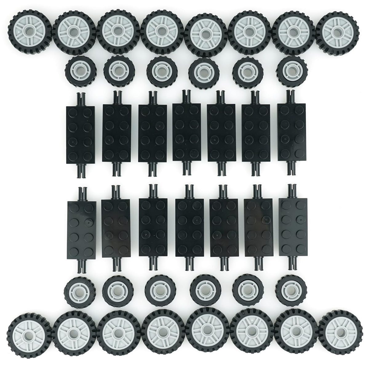 Pasacho wheels and tires set for quick vehicle assembly.