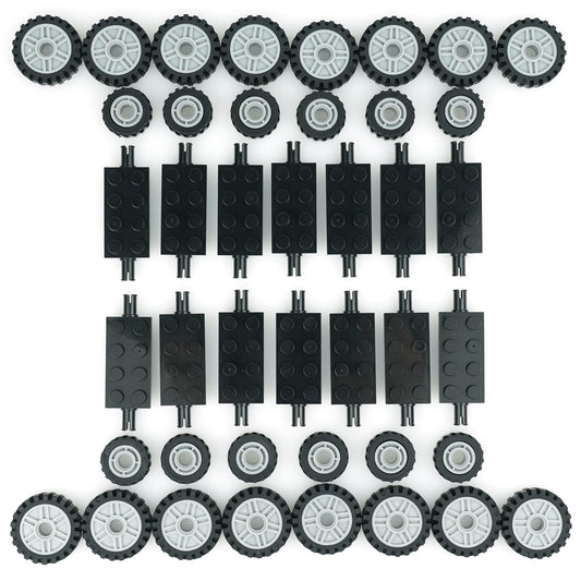 Pasacho wheels and tires set for quick vehicle assembly.