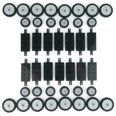 Pasacho wheels and tires set for quick vehicle assembly.