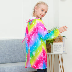 PASHOP knee-length smock offers full-body coverage for painting and cooking activities