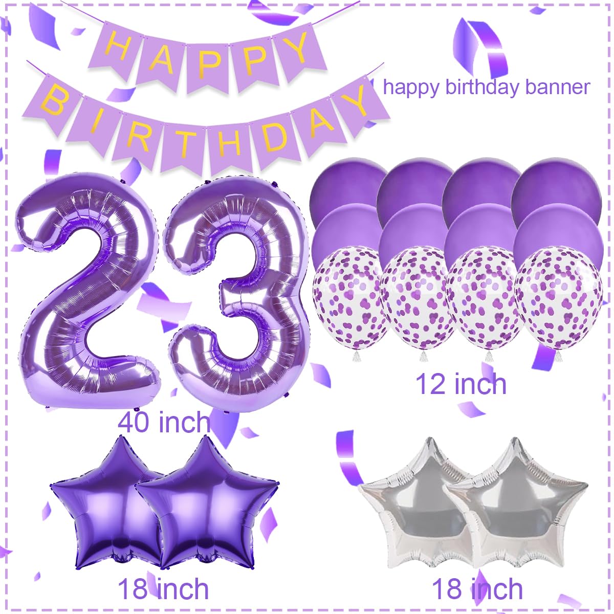 Pasiihol Purple 23 balloon numbers stand 40 inches tall for a milestone centerpiece.