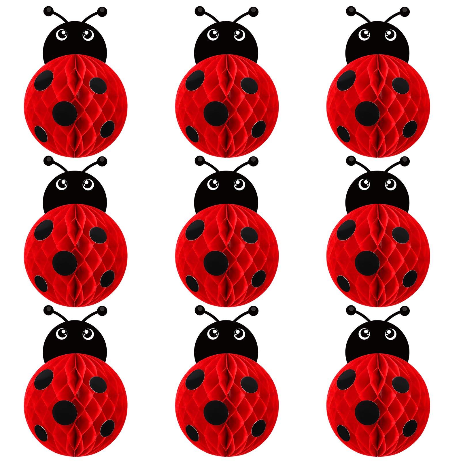 Pasimy ladybug honeycomb centerpiece bright red for table decor and festive ambiance.