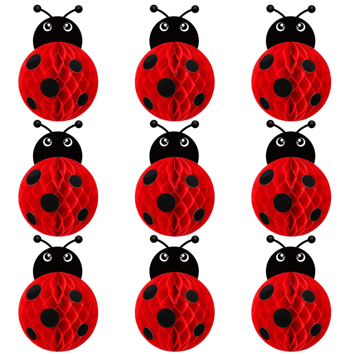 Pasimy ladybug honeycomb centerpiece bright red for table decor and festive ambiance.