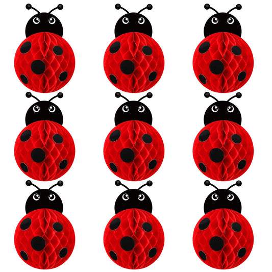Pasimy ladybug honeycomb centerpiece bright red for table decor and festive ambiance.