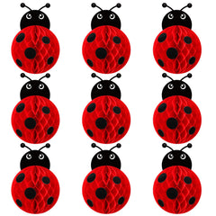 Pasimy ladybug honeycomb centerpiece bright red for table decor and festive ambiance.