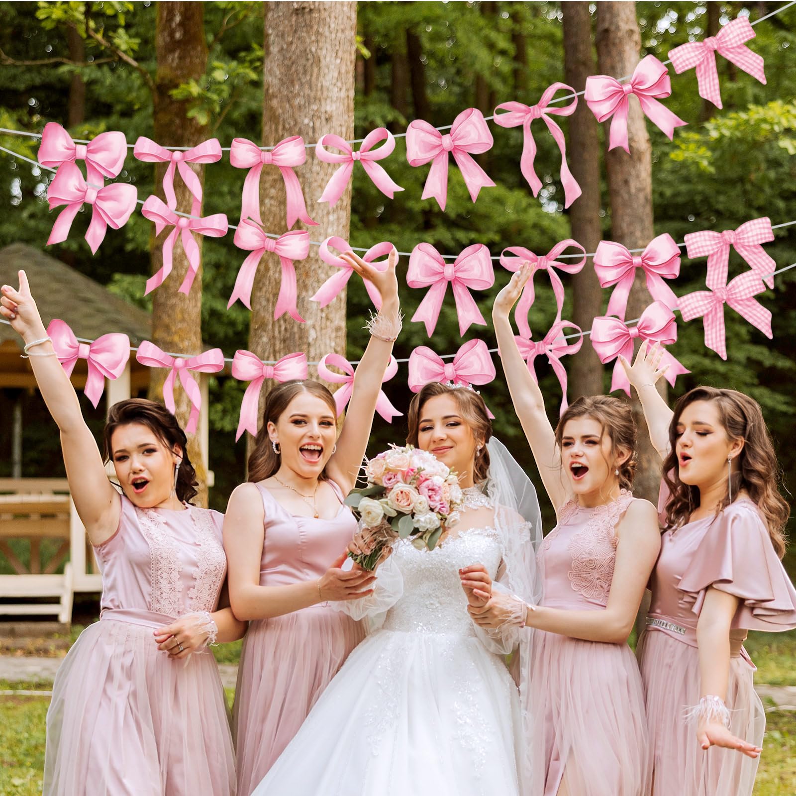 Pasimy pink bow garland is durable and reusable for future occasions