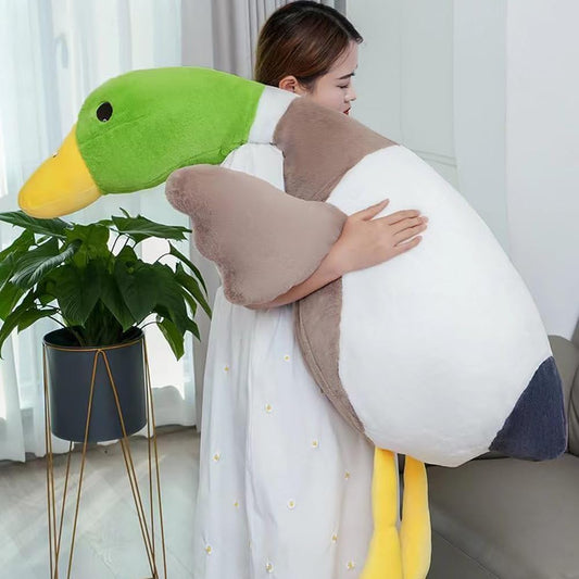 Pasrdqoyp Mallard Duck Plush front view shows oversized cuddle pillow for cozy lounging.