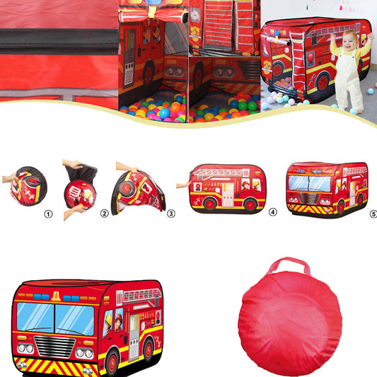PASUXI fire truck tent mesh windows enable airy, breathable playtime for toddlers