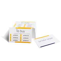Pat's Flash Cards 800 French Conjugation set display suited for classroom or self-study