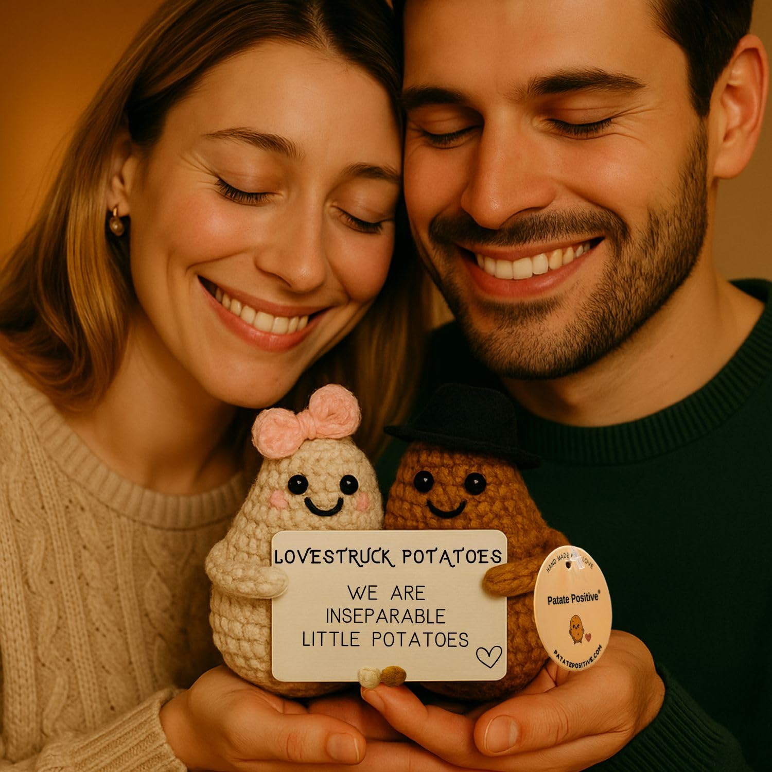 Love Potatoes with card between them conveying closeness