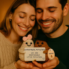 Love Potatoes with card between them conveying closeness