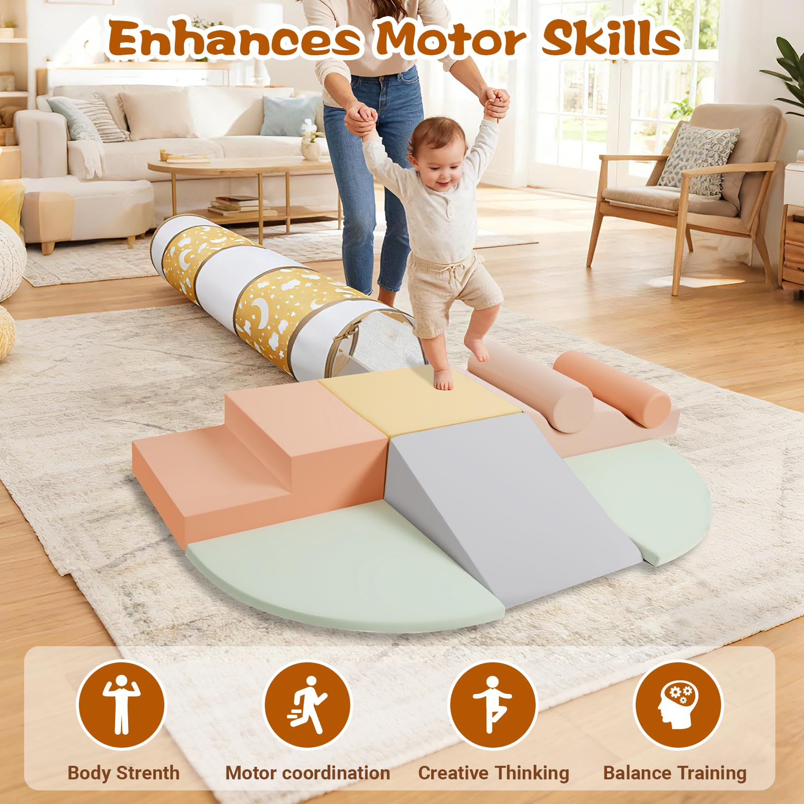 PATAZOK colorful foam blocks help toddlers with color recognition during hands-on play.
