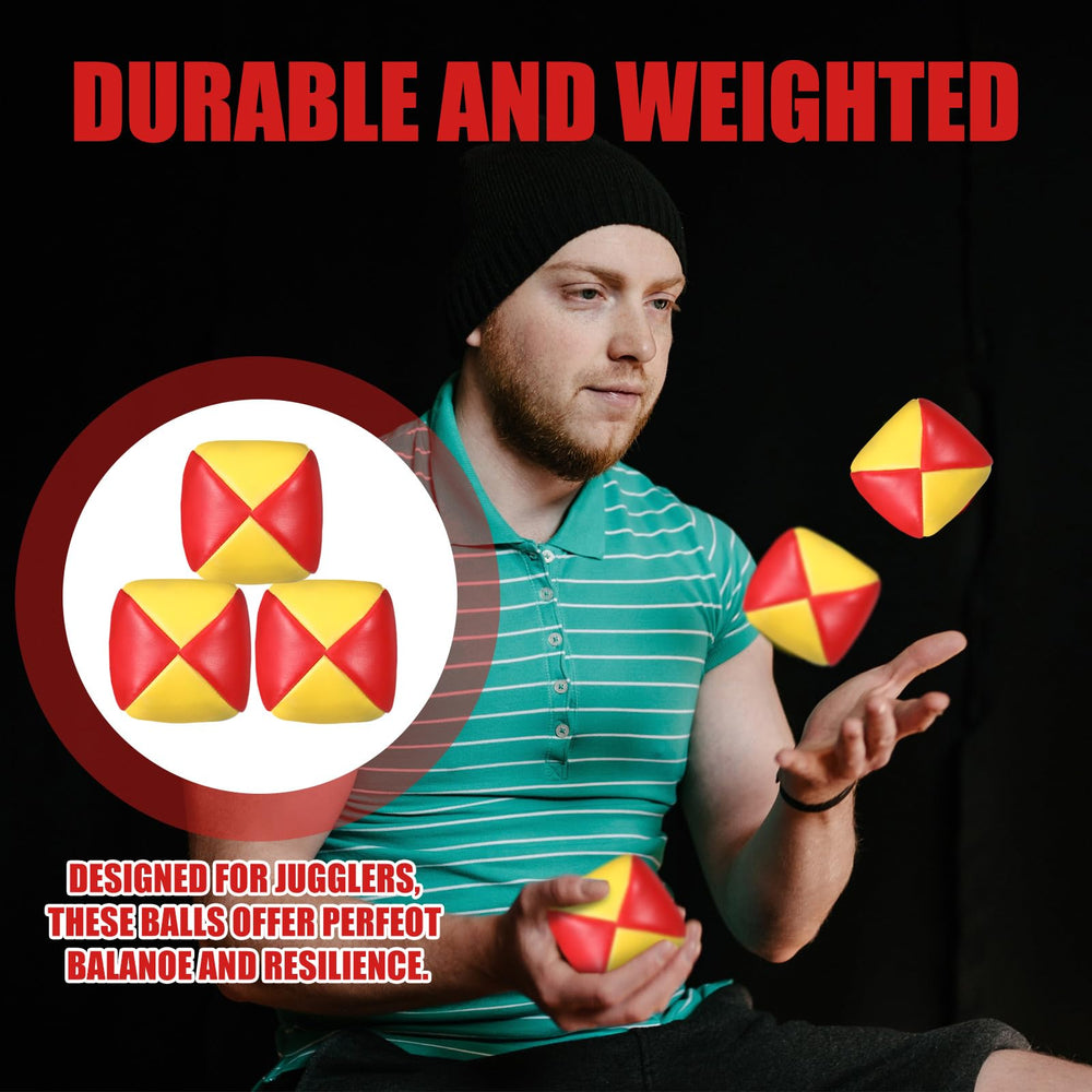 Patelai juggling balls irregular-round shape reduces bounce during drills.