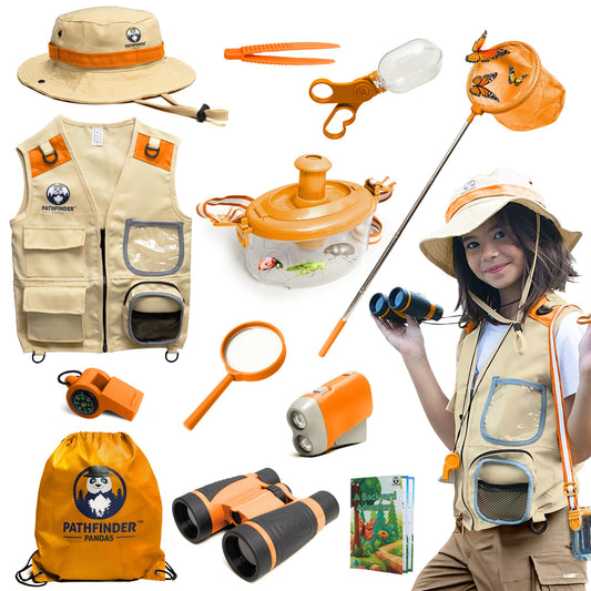 PATHFINDER PANDAS kids explorer kit safari vest for outdoor adventures.