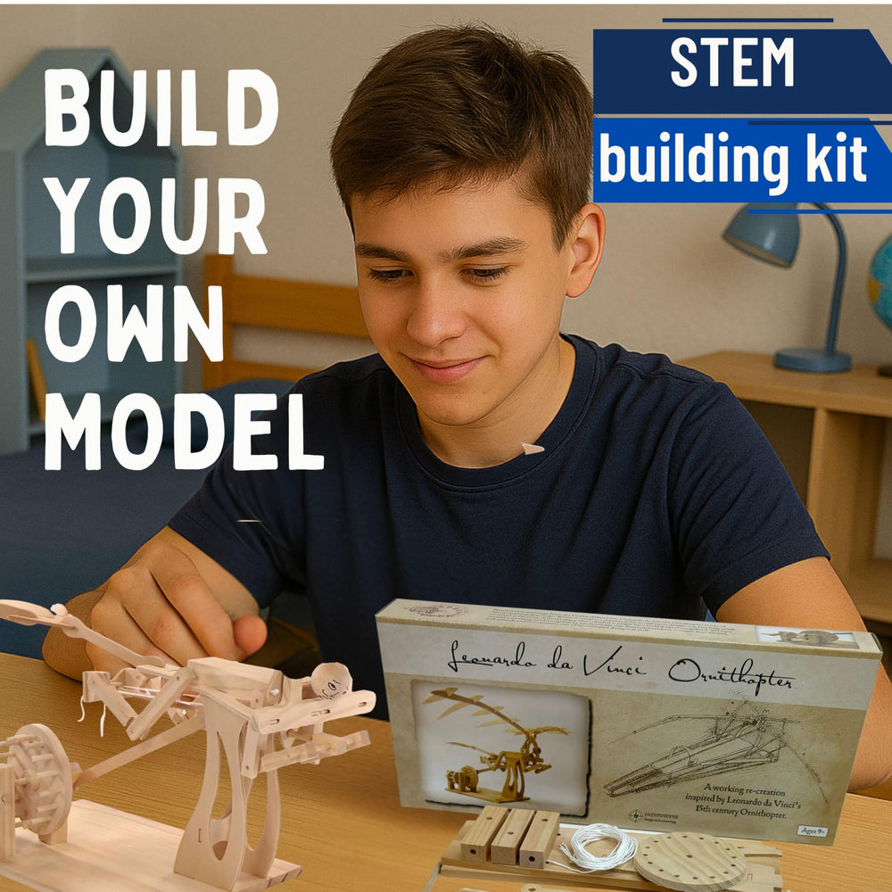 Pathfinders Leonardo da Vinci Ornithopter instruction steps guide young builders through assembly.