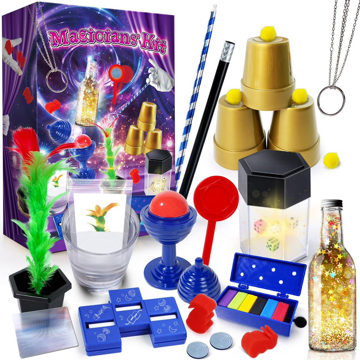 PATIFEED Kids Magic Kit front view with colorful props for beginners.