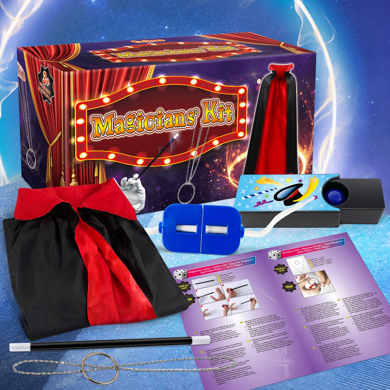 PATIFEED Magic Kit kid performing, captures the excitement of a home magic show.