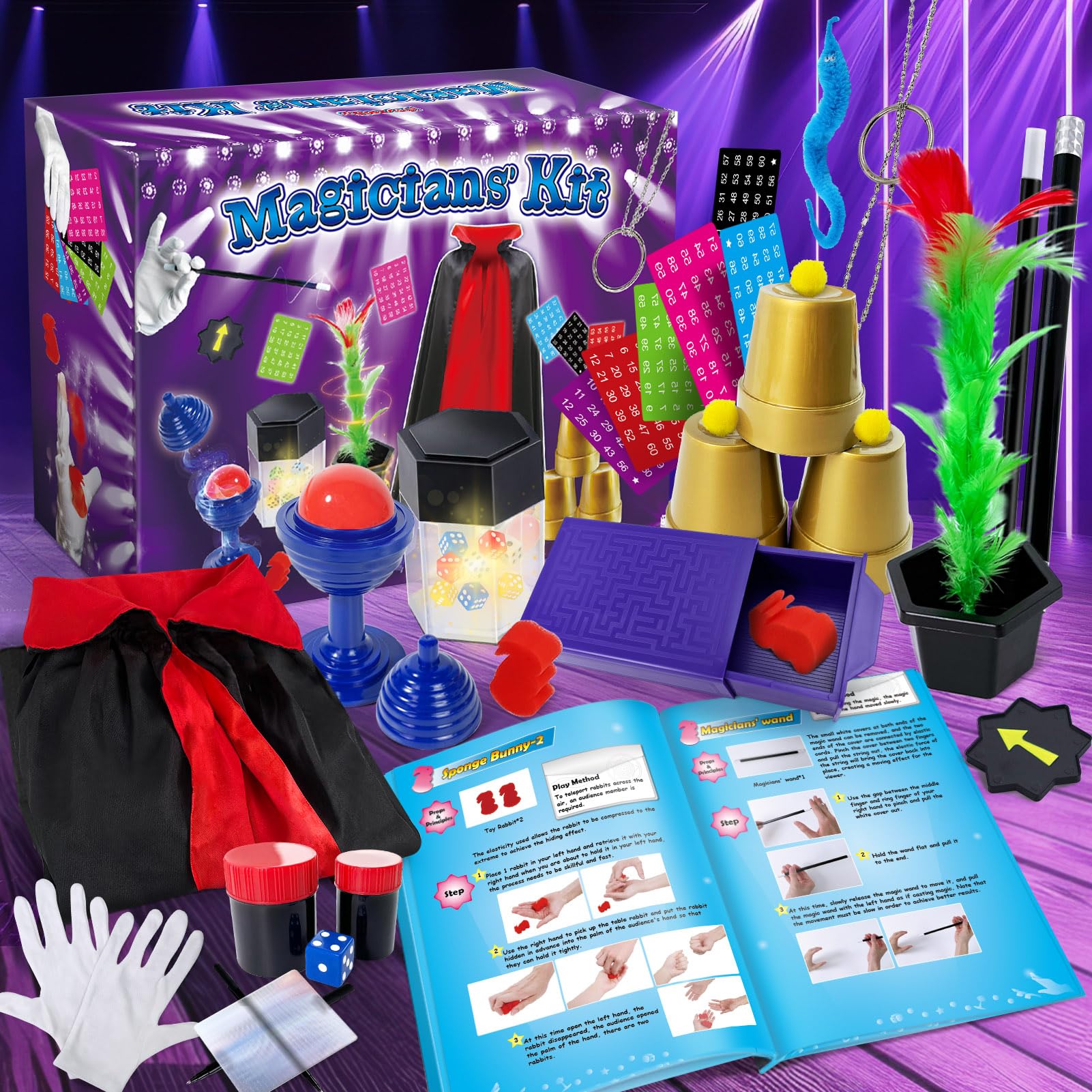 PATIFEED Magic Kit magician costume cape for complete pretend-play.