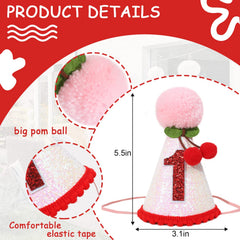PATRDIO cherry design hat with pink pom-poms enhances decor.