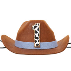 PATRDIO Cowboy 1st Birthday Hat blue back view, lightweight and comfortable.
