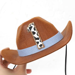 PATRDIO Cowboy 1st Birthday Hat blue packaging ready gift-ready.