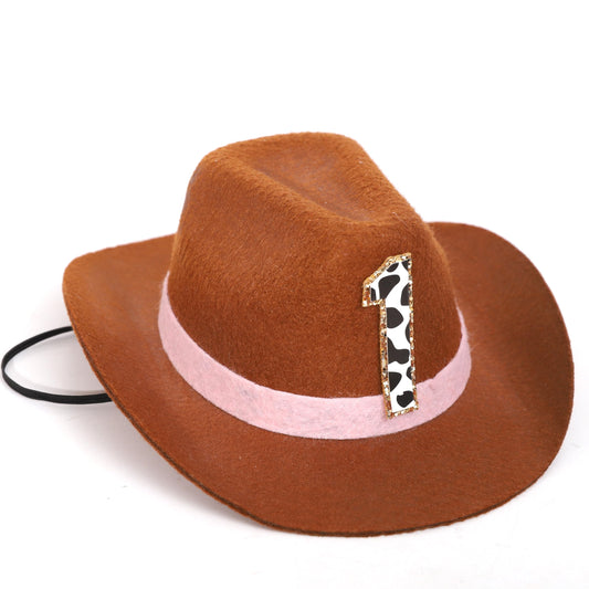 PATRDIO cowboy first birthday hat pink full view for adorable party photos
