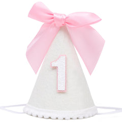 PATRDIO pink bow 1st birthday hat for a princess-style celebration
