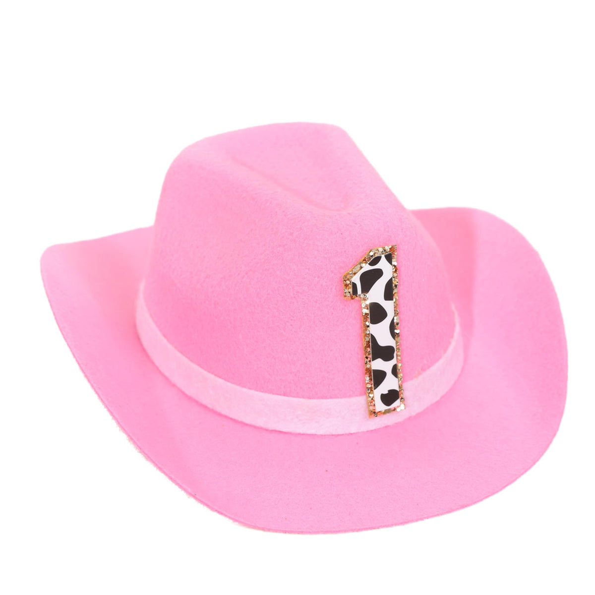 PATRDIO pink cowgirl mini hat front view, ideal first rodeo photo prop