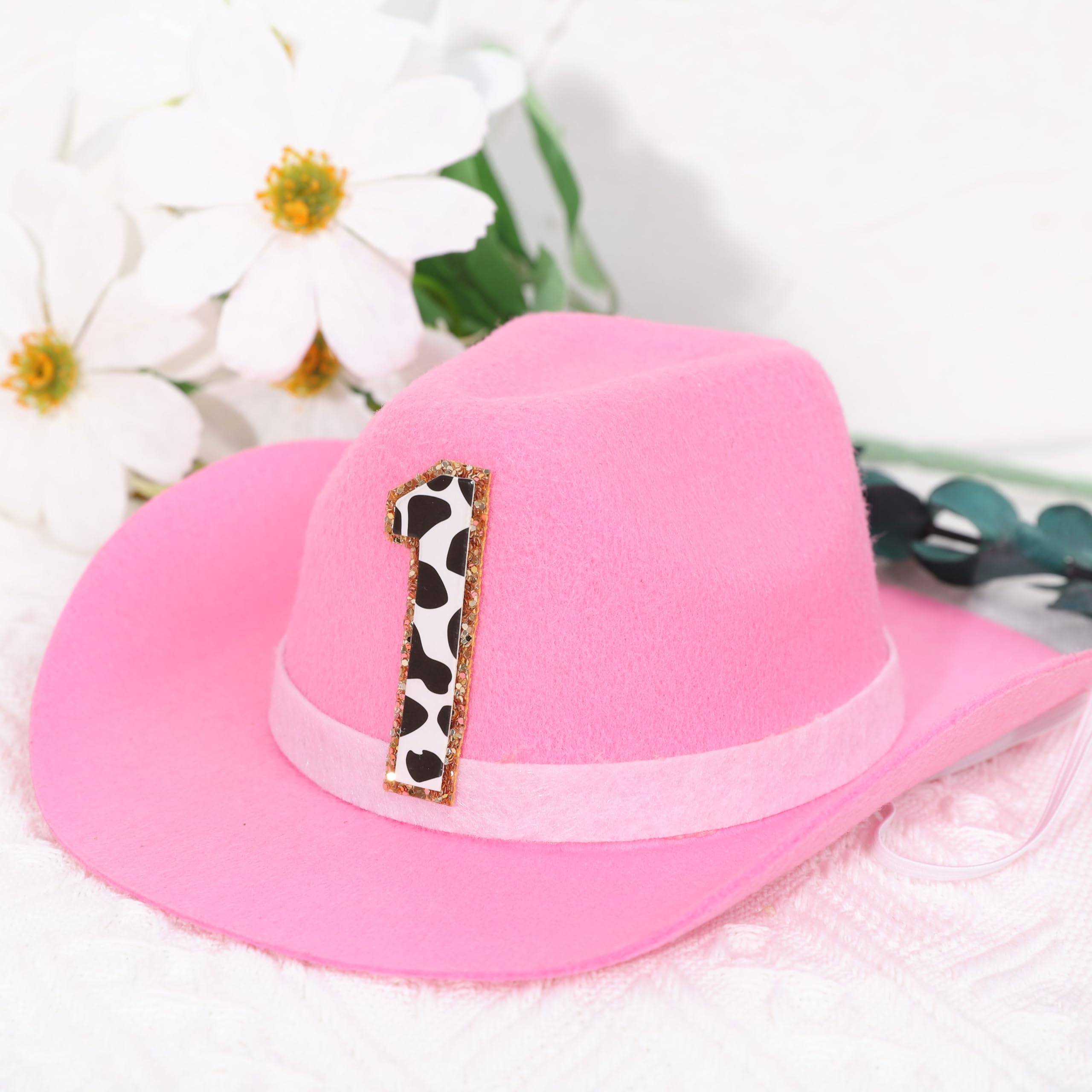 PATRDIO pink cowgirl mini hat on child, adds western flair to photos