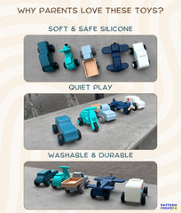 Pattern Frenzi bath-time play-friendly cars resist water and clean up easily.