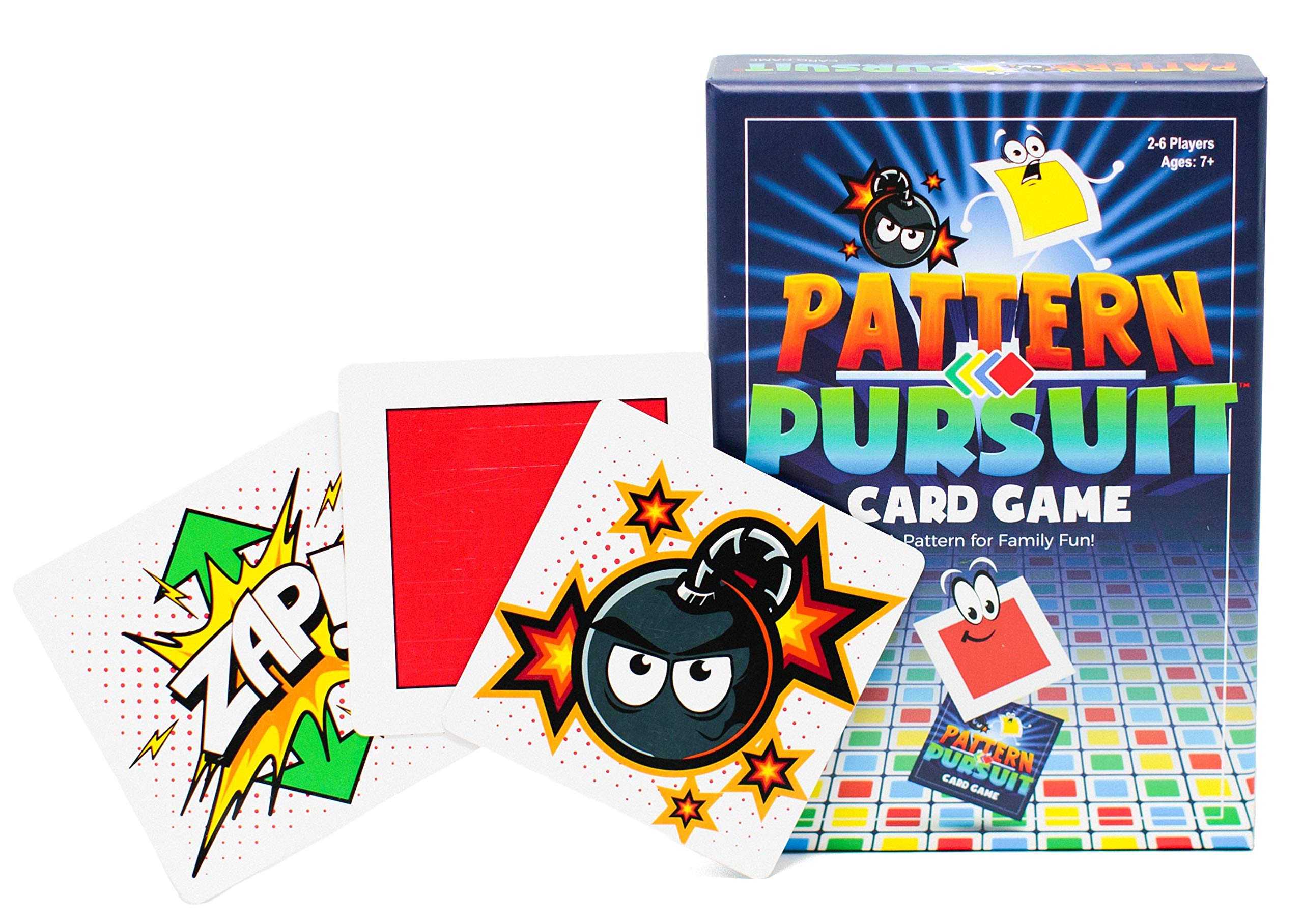 Pattern Pursuit players competing with colorful cards around a shared table.