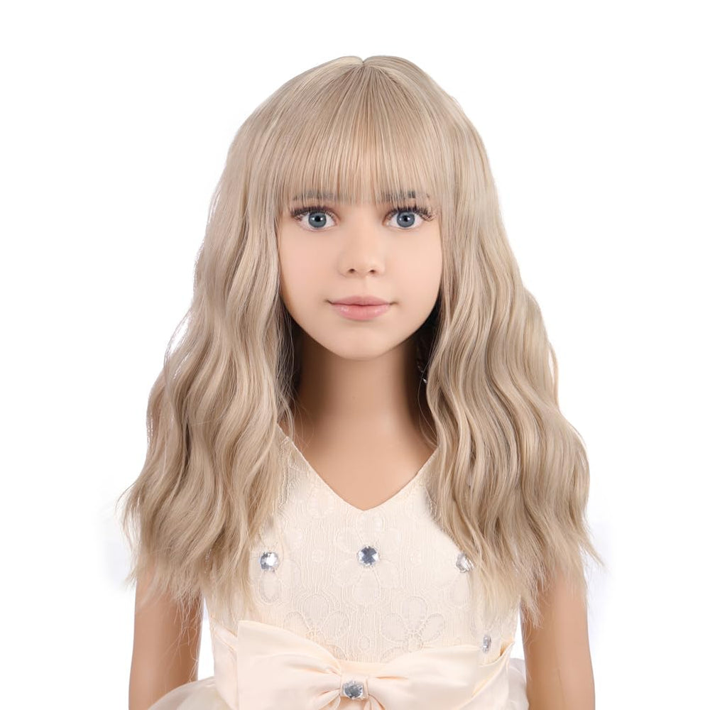 PATTNIUM flaxen blonde wig for kids, front view, easy costume styling.