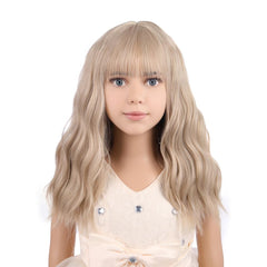 PATTNIUM flaxen blonde wig for kids, front view, easy costume styling.