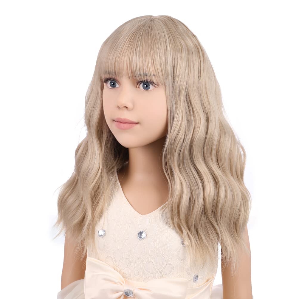 PATTNIUM flaxen wig for kids, side view, soft synthetic fibers.