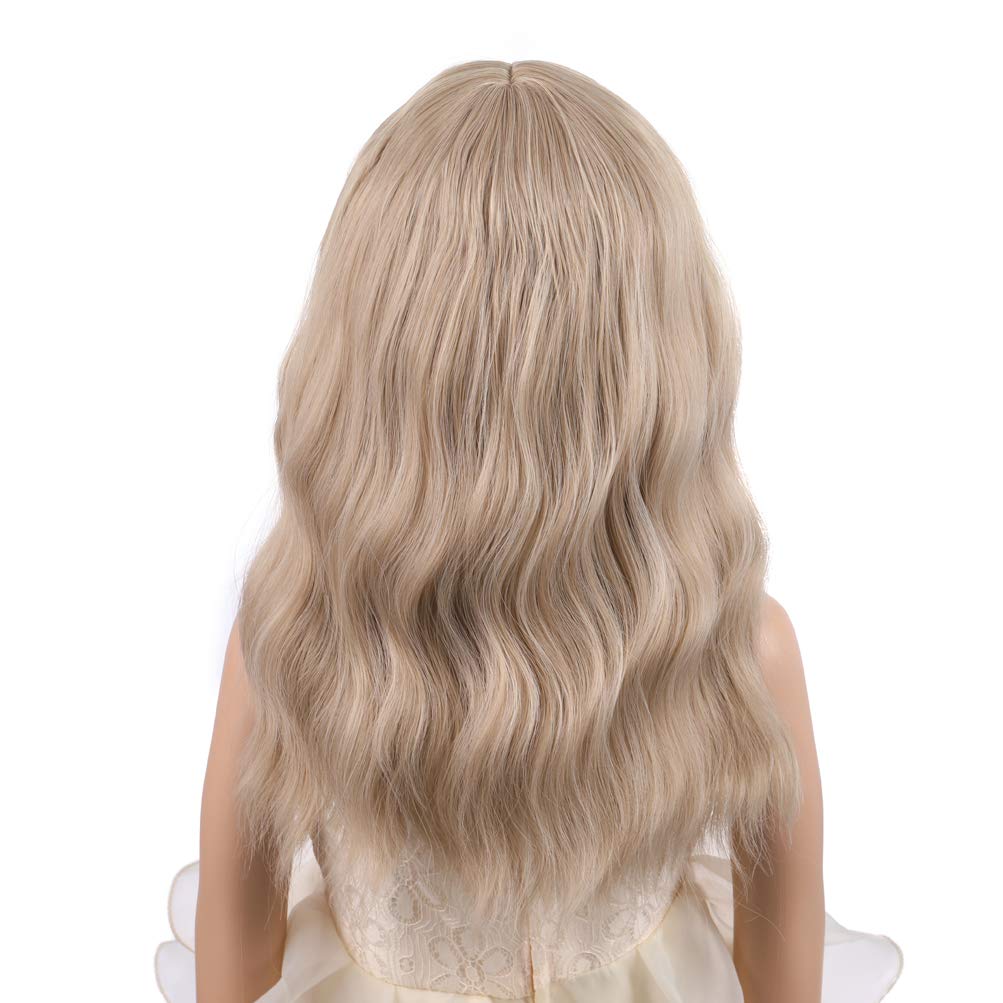 PATTNIUM flaxen waves bangs wig, front view for playful looks.