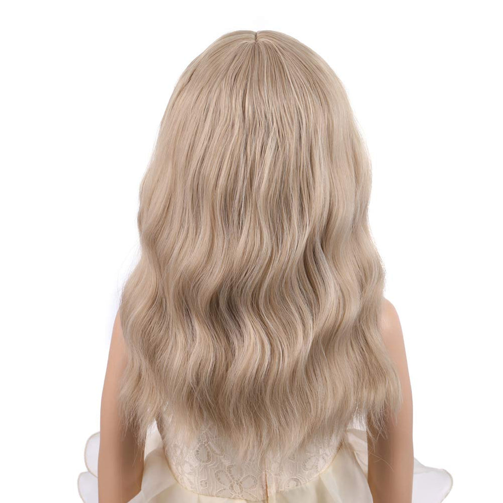 PATTNIUM flaxen waves bangs wig, front view for playful looks.