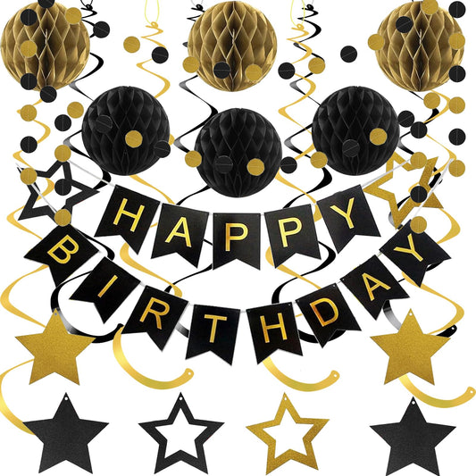 PATYDECRO black-gold honeycomb balls create a striking centerpiece