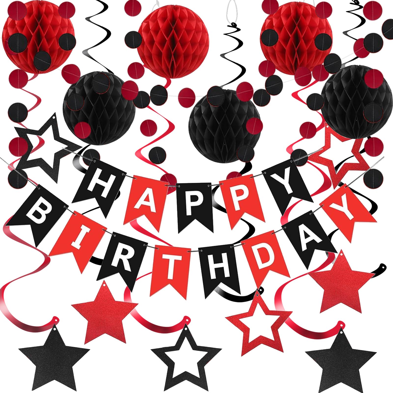 PATYDECRO black red birthday banner for a bold party backdrop.