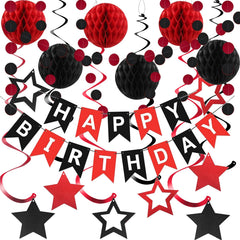 PATYDECRO black red birthday banner for a bold party backdrop.