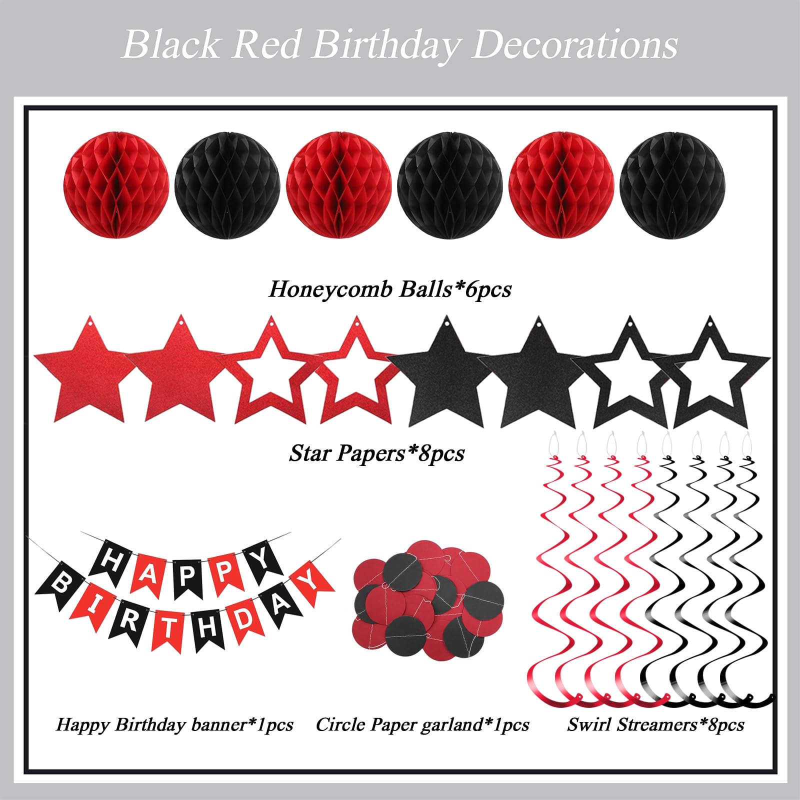 PATYDECRO honeycomb balls in black and red for chic decor.