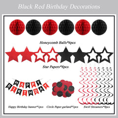 PATYDECRO honeycomb balls in black and red for chic decor.