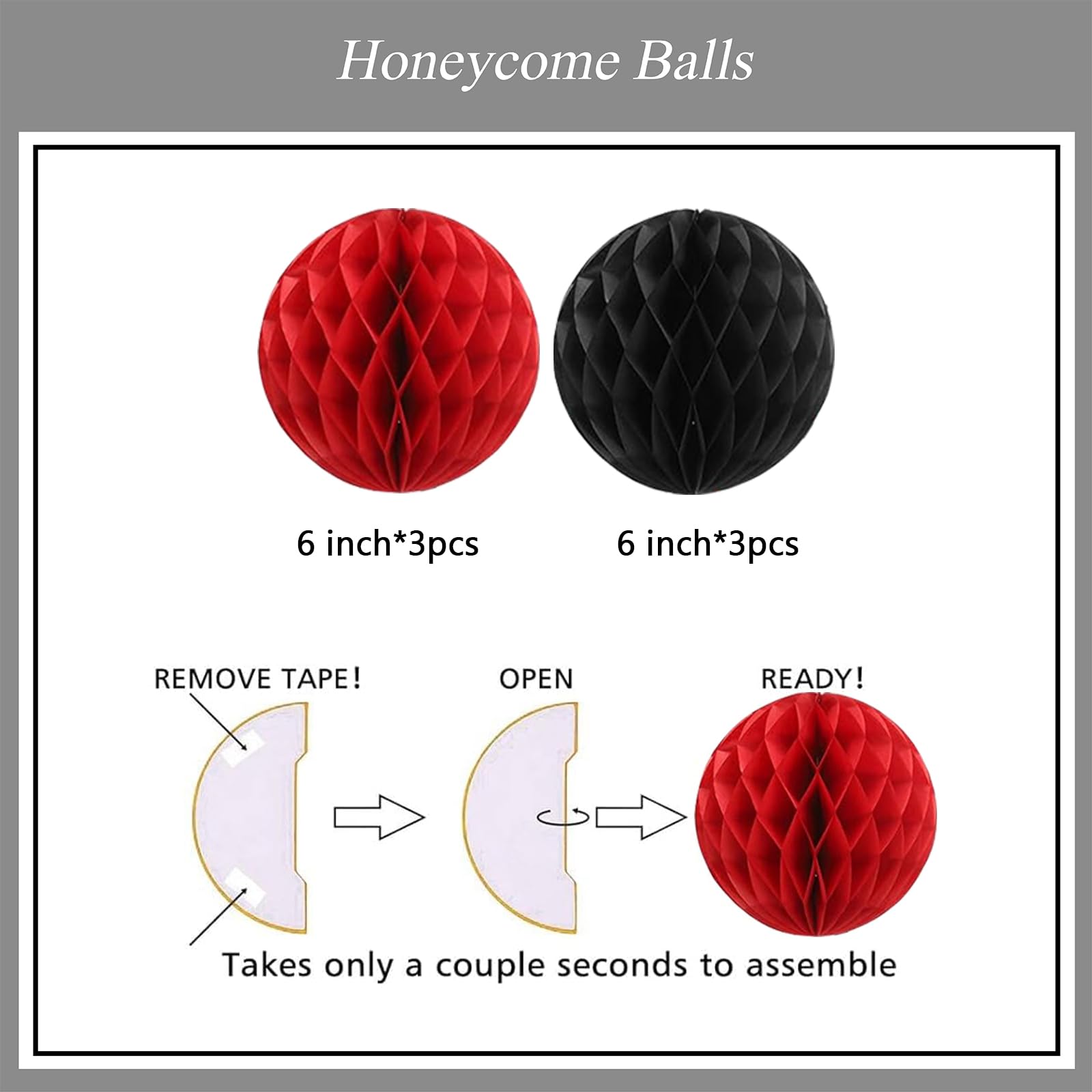 PATYDECRO black red star swirl streamers add dynamic movement.