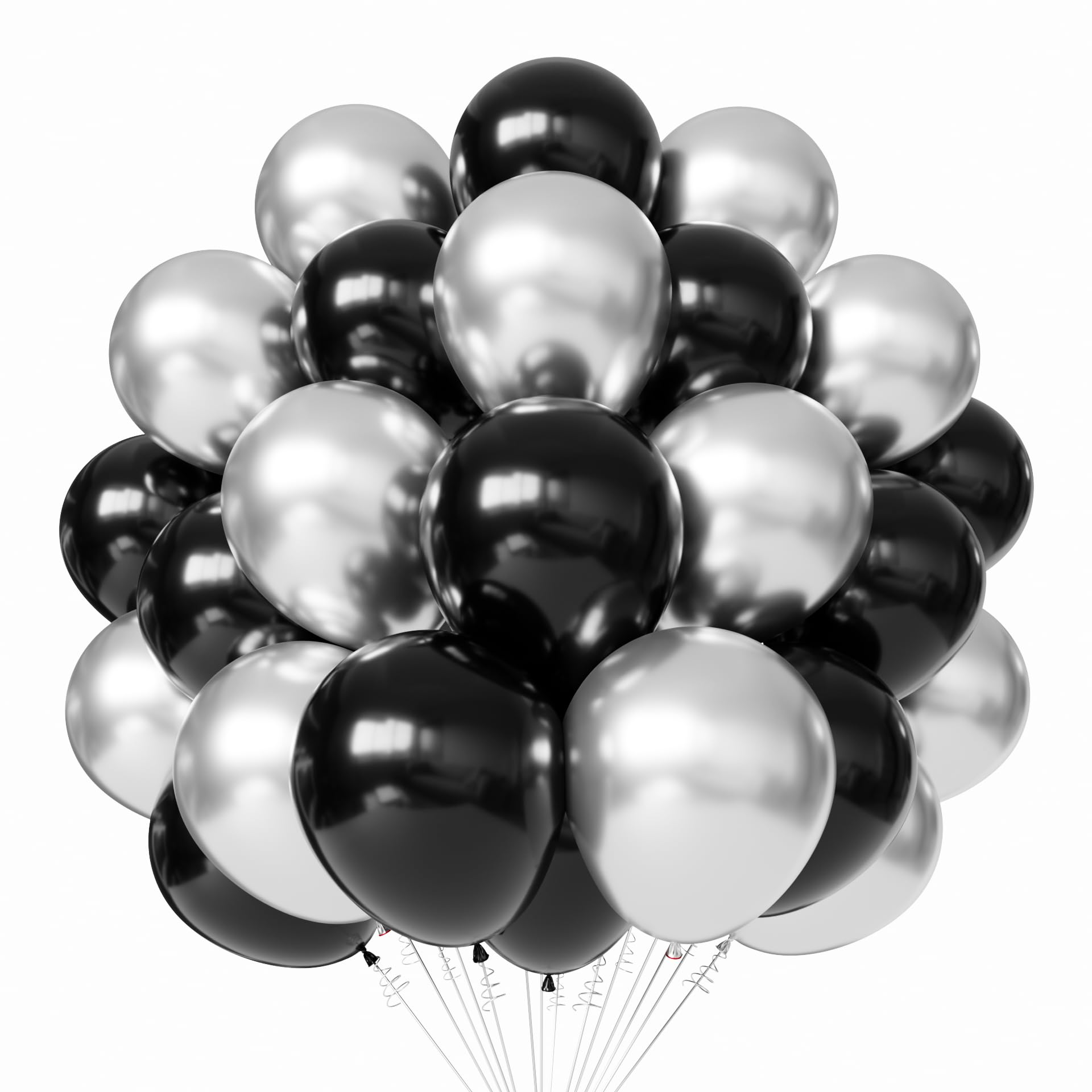 PATYDECRO black and silver balloons pack for elegant party decor and photo-worthy backdrops