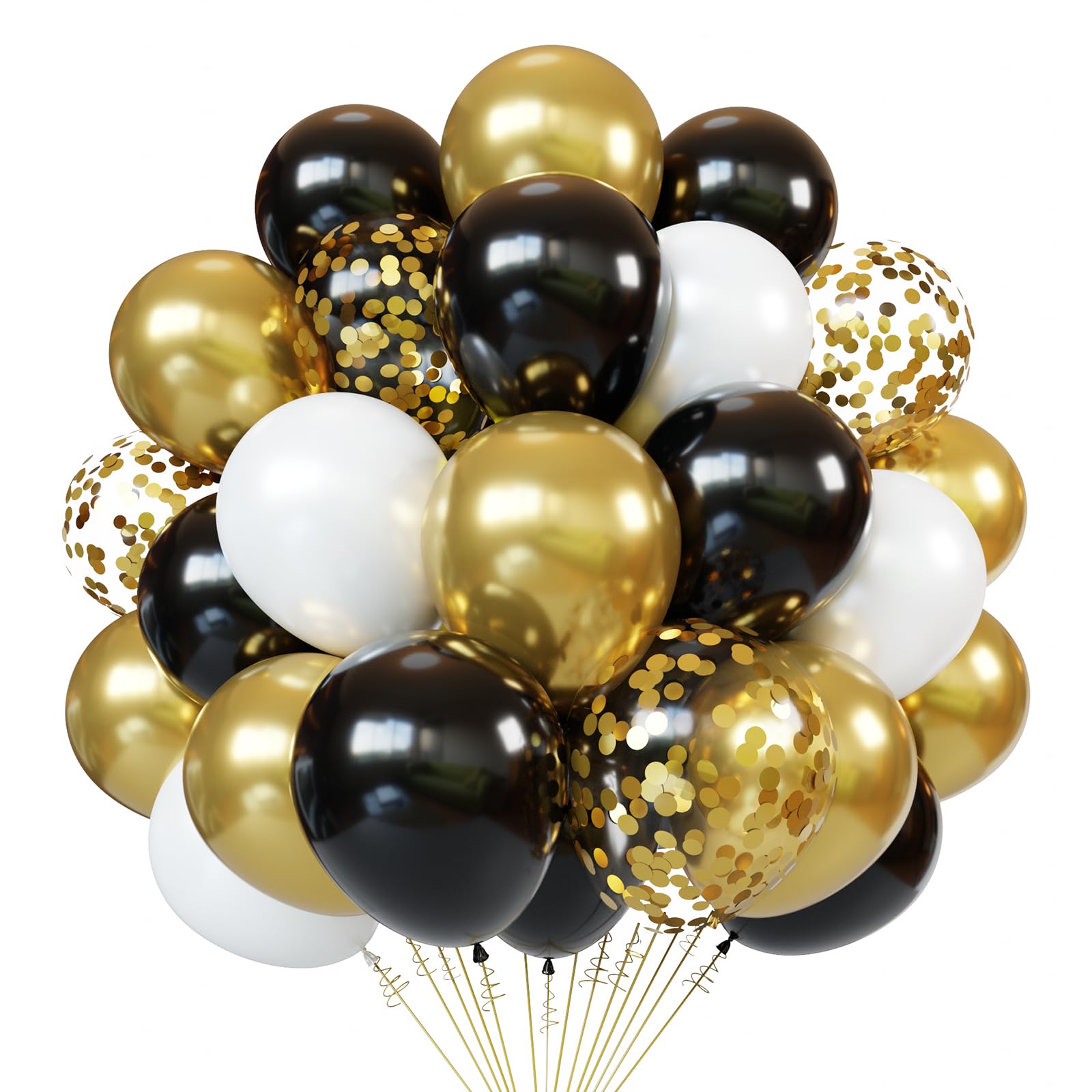 PATYDECRO black white gold balloons 12inch pack for stylish party backdrops.