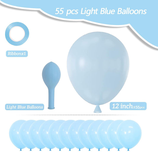 PATYDECRO blue latex balloons with ribbon for quick, cohesive party decor.