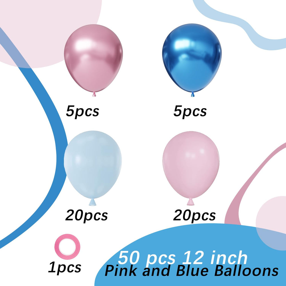 PATYDECRO gender reveal backdrop using pink and blue balloons