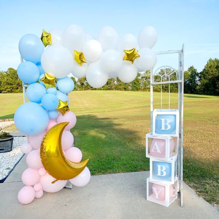 PATYDECRO gender reveal backdrop using pink, blue and white tones